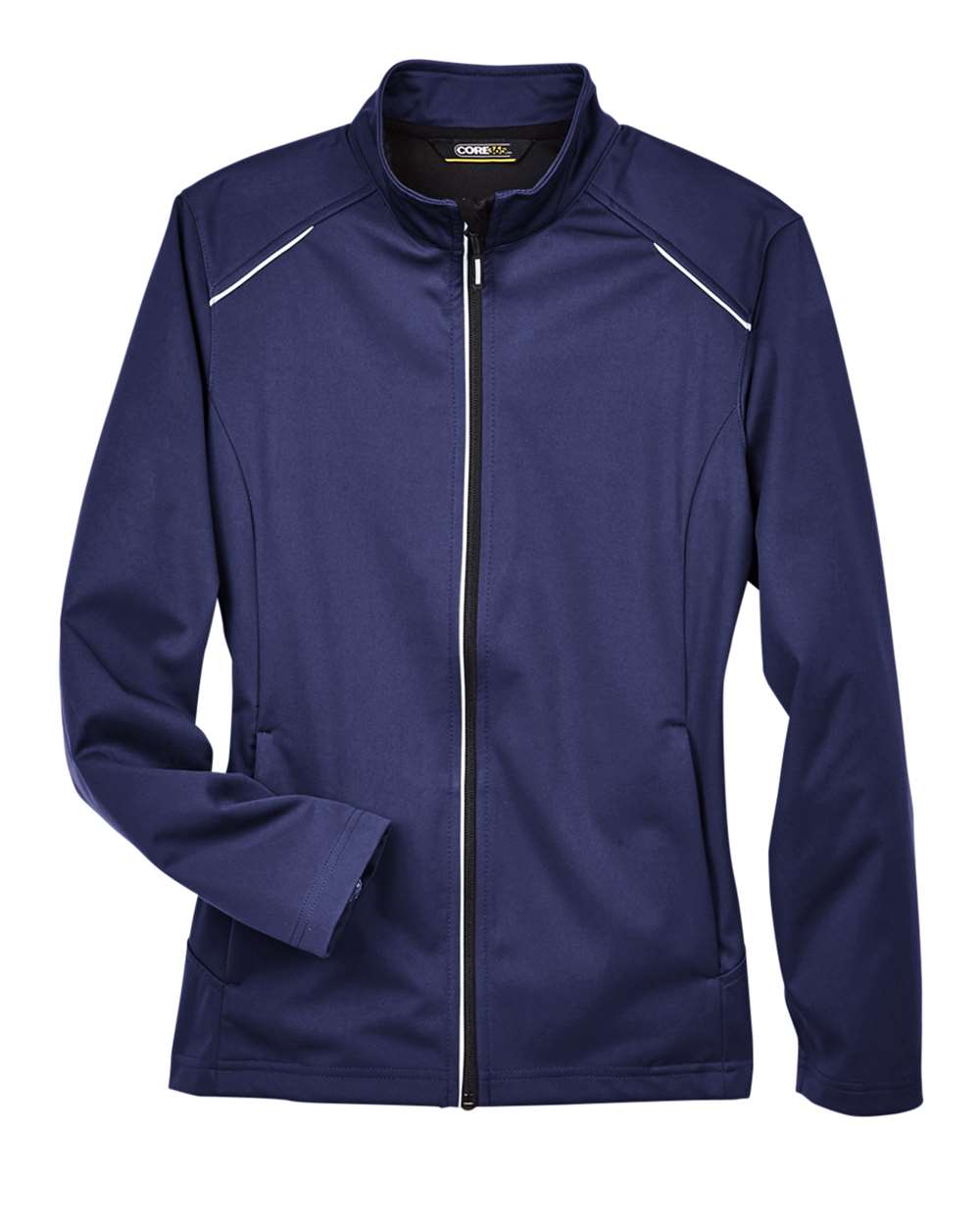 Front View of Classic Navy Women's Techno Lite Three-Layer Knit Tech-Shell - CE708W