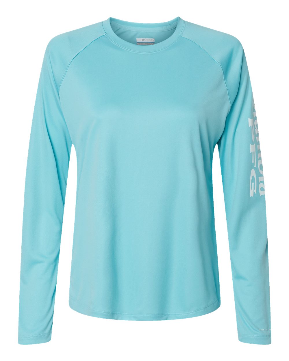 Front View of Clear Blue/ White Women's PFG Tidal Tee™ II Long Sleeve - 212485