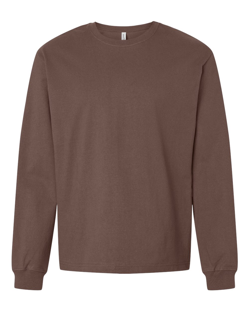 Front View of Cocoa 7.5 oz Heavyweight Long Sleeve Tee - 4651