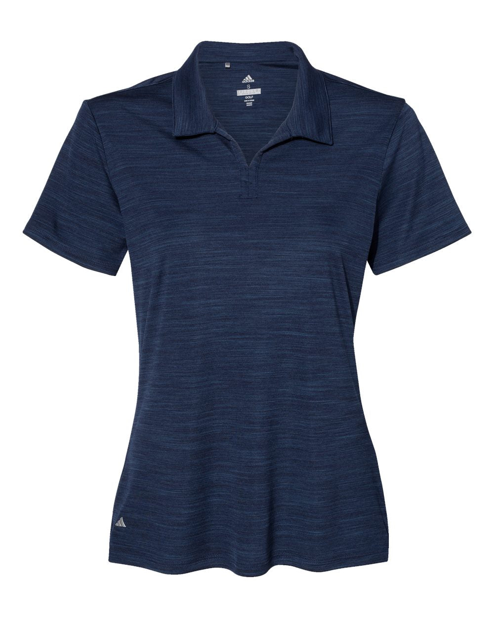 Front View of Collegiate Navy Melange Women's Mélange Polo - A403
