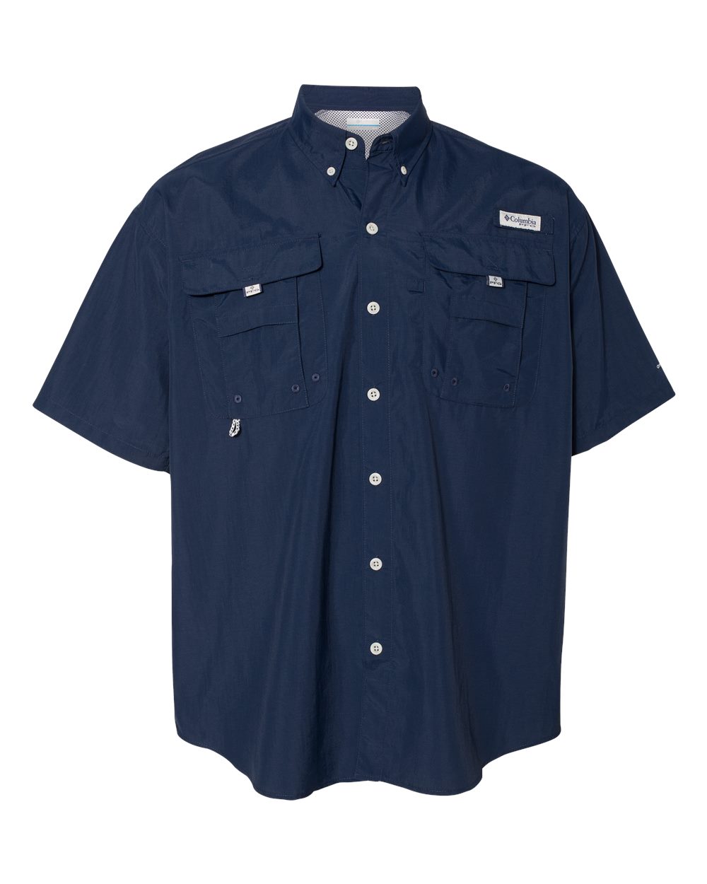 Front View of Collegiate Navy PFG Bahama™ II Short Sleeve Shirt - 212464
