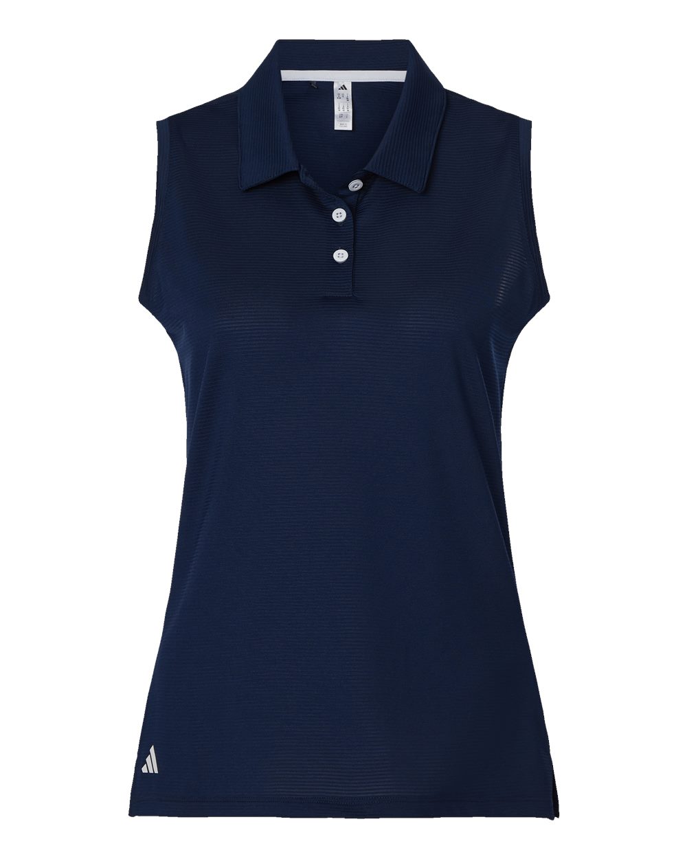 Front View of Collegiate Navy Women's Ottoman Sleeveless Polo - A1005