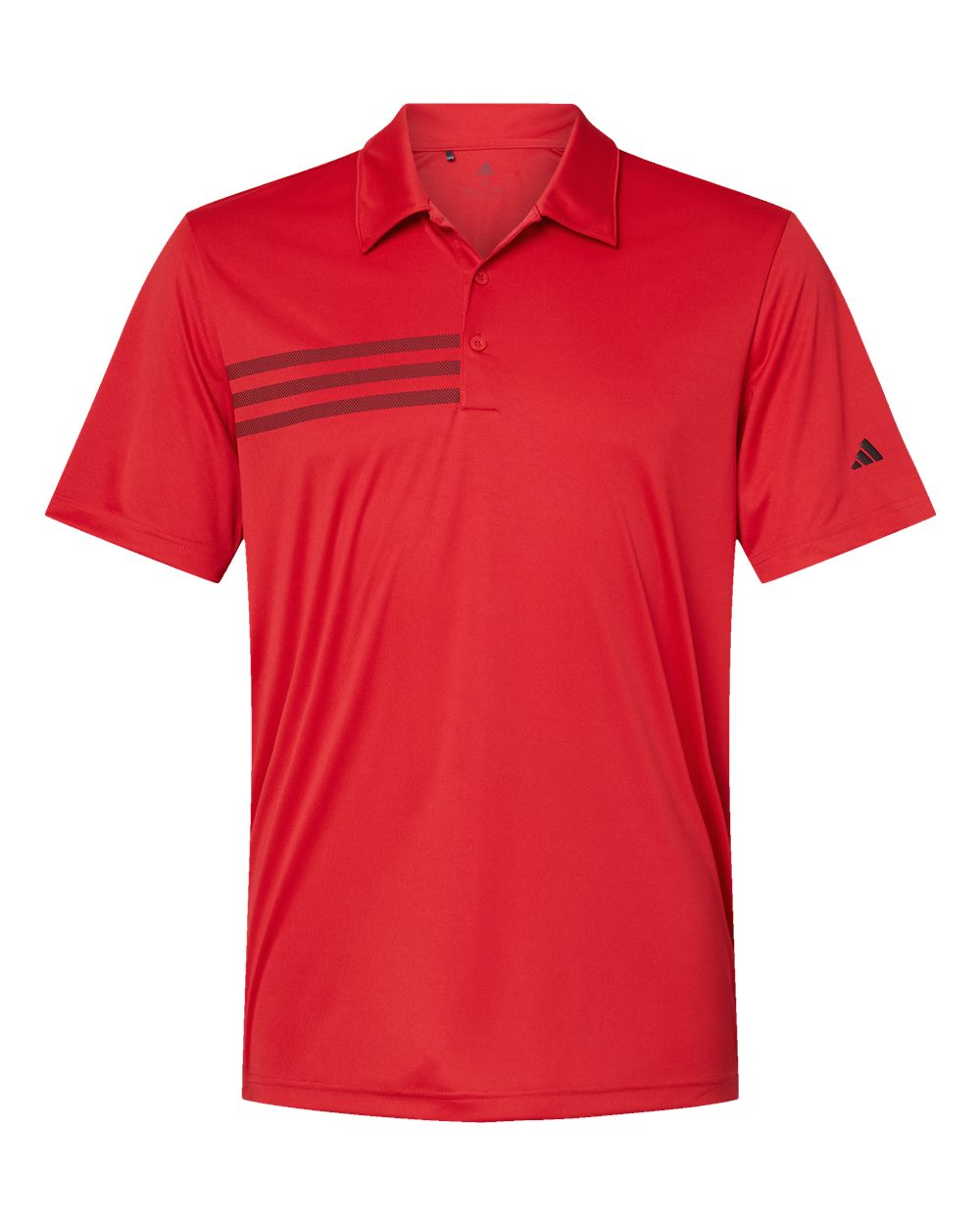 Front View of Collegiate Red/ Black 3-Stripes Chest Polo - A324