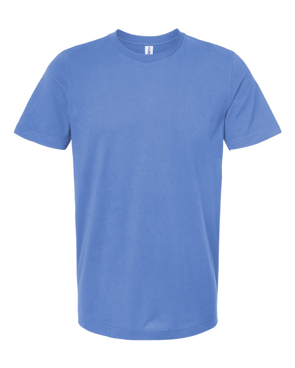 Front View of Columbia Blue Combed Cotton T-Shirt - 602