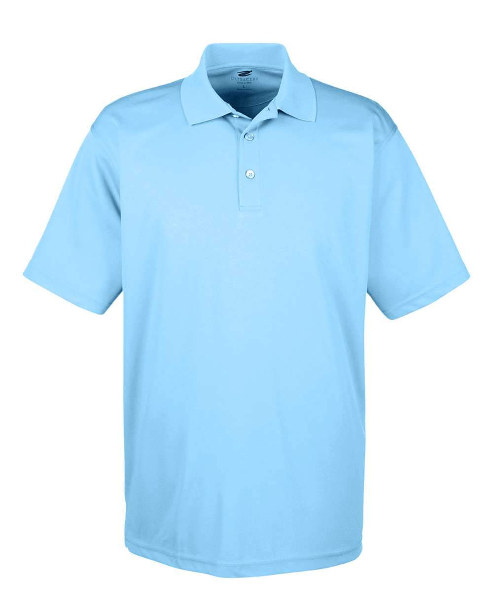 Front View of Columbia Blue Men's Cool & Dry Mesh Piqué Polo - 8210