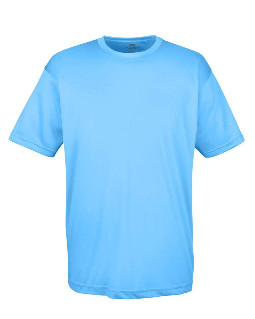 Front View of Columbia Blue Men's Cool & Dry Sport Performance Interlock T-Shirt - 8420