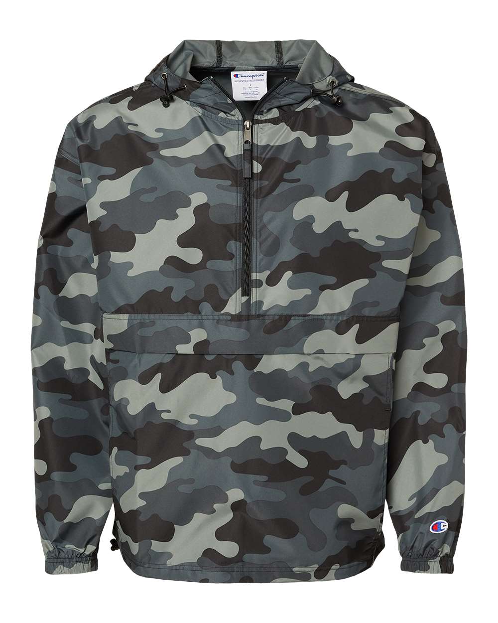 Front View of Concrete Camo Packable Anorak Jacket - CO200