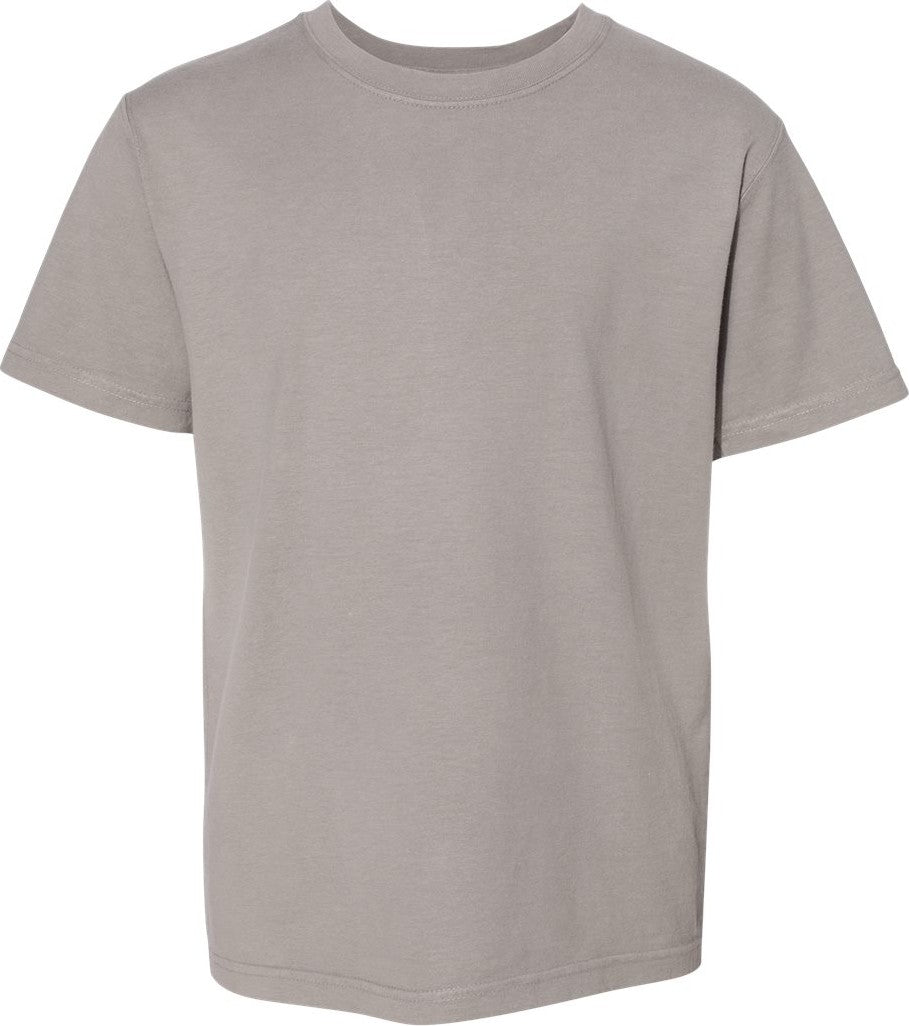 Front View of Concrete Grey Garment-Dyed Youth T-Shirt - GDH175