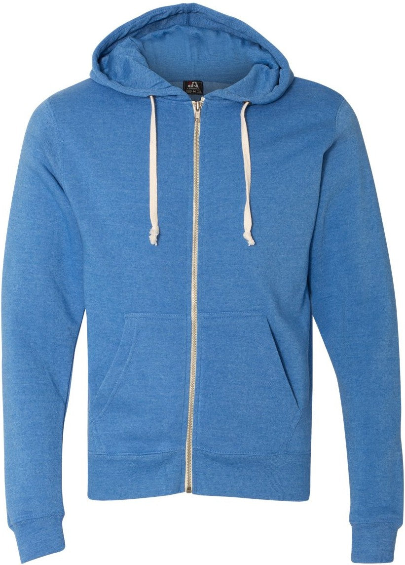 Front View of Cool Royal Triblend Triblend Full-Zip Hooded Sweatshirt - 8872