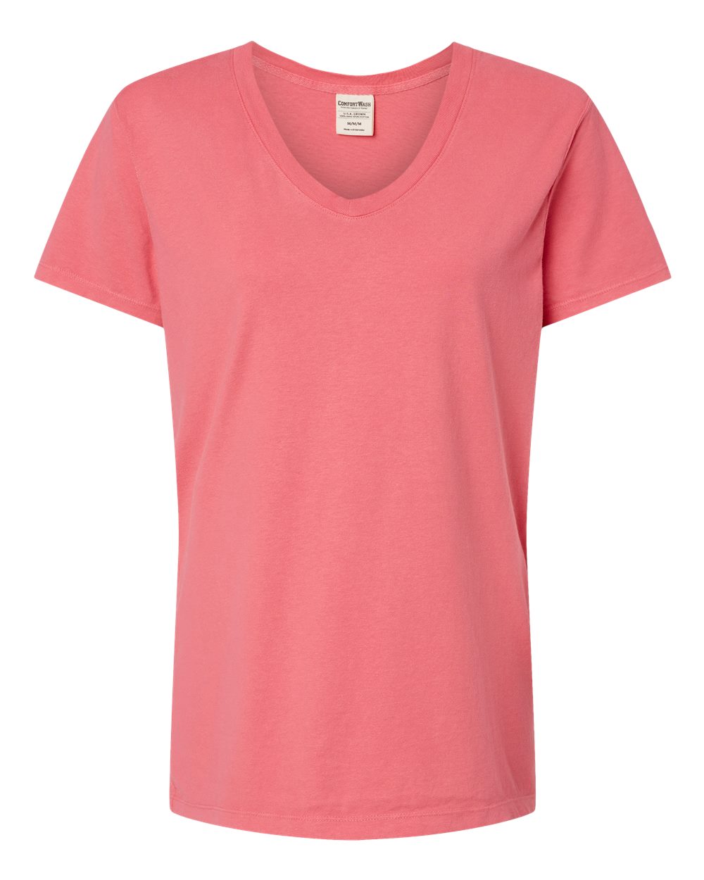 Front View of Coral Craze Garment-Dyed Women's V-Neck T-Shirt - GDH125