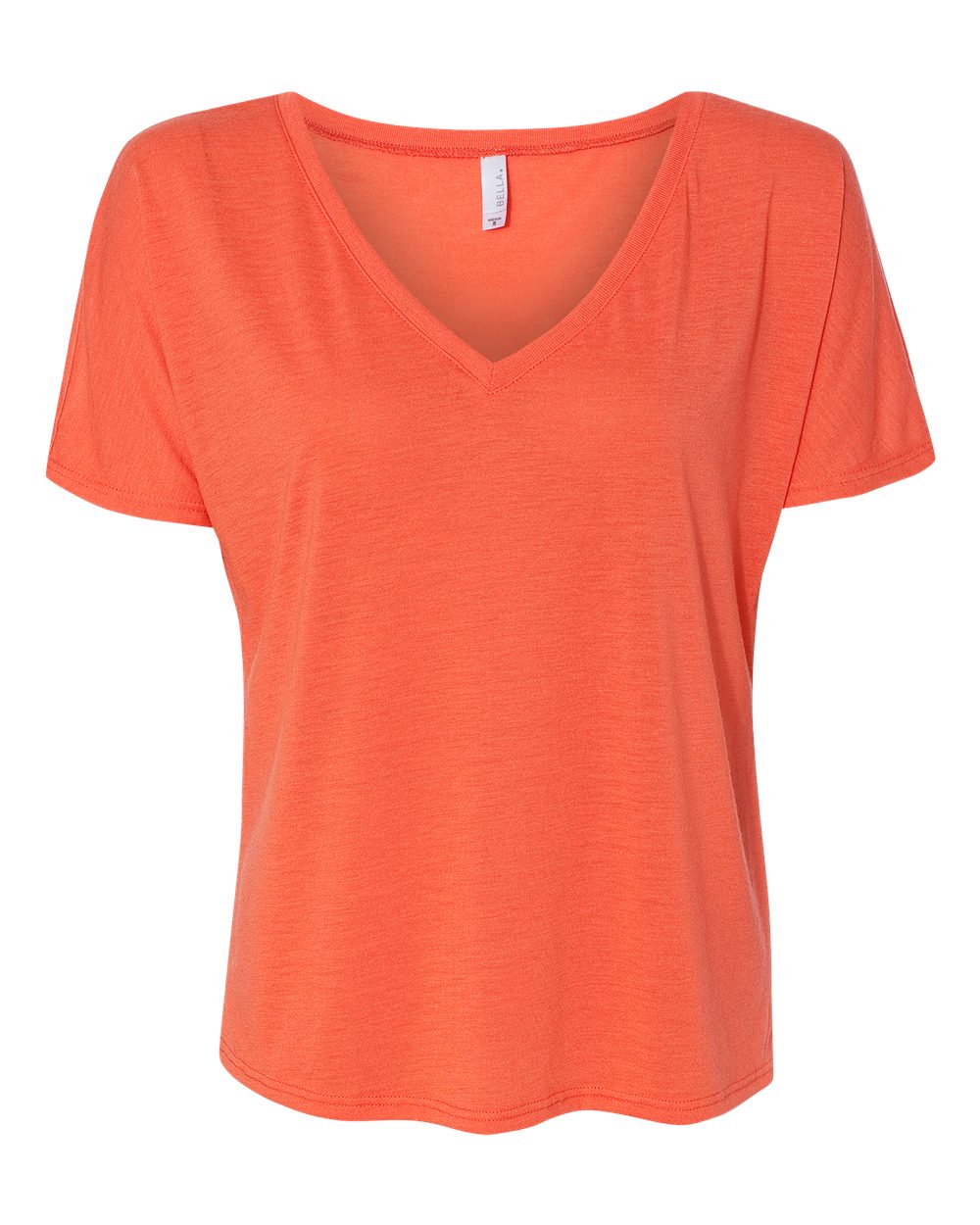 Front View of Coral Women’s Slouchy V-Neck Tee - 8815