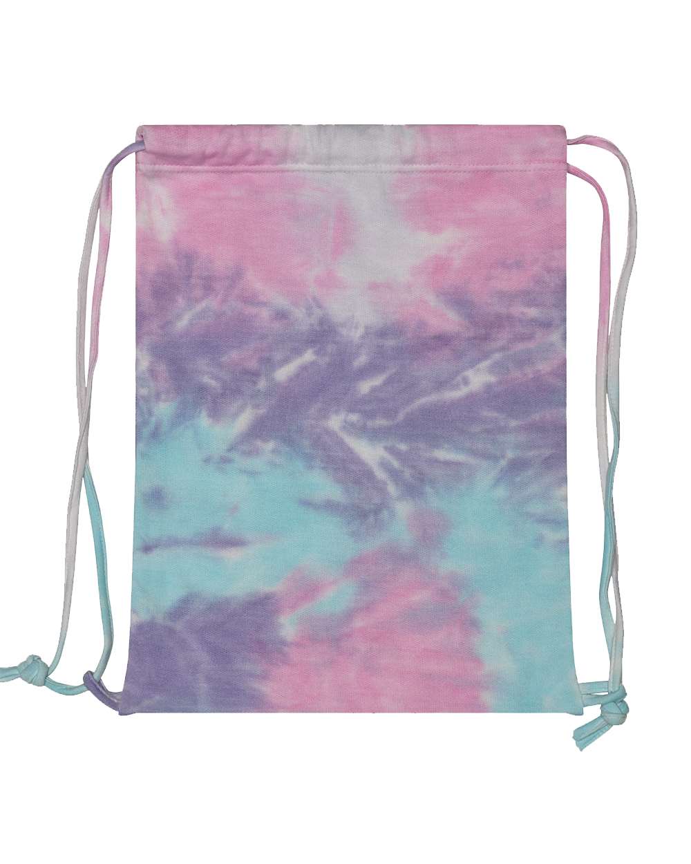 Front View of Cotton Candy Tie-Dyed Drawstring Backpack - 9500
