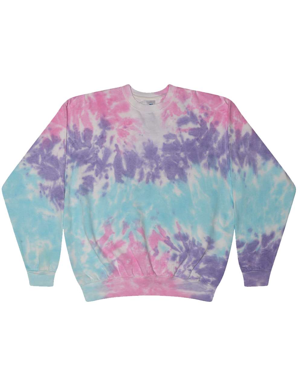 Front View of Cotton Candy Tie-Dyed Fleece Crewneck Sweatshirt - 8100
