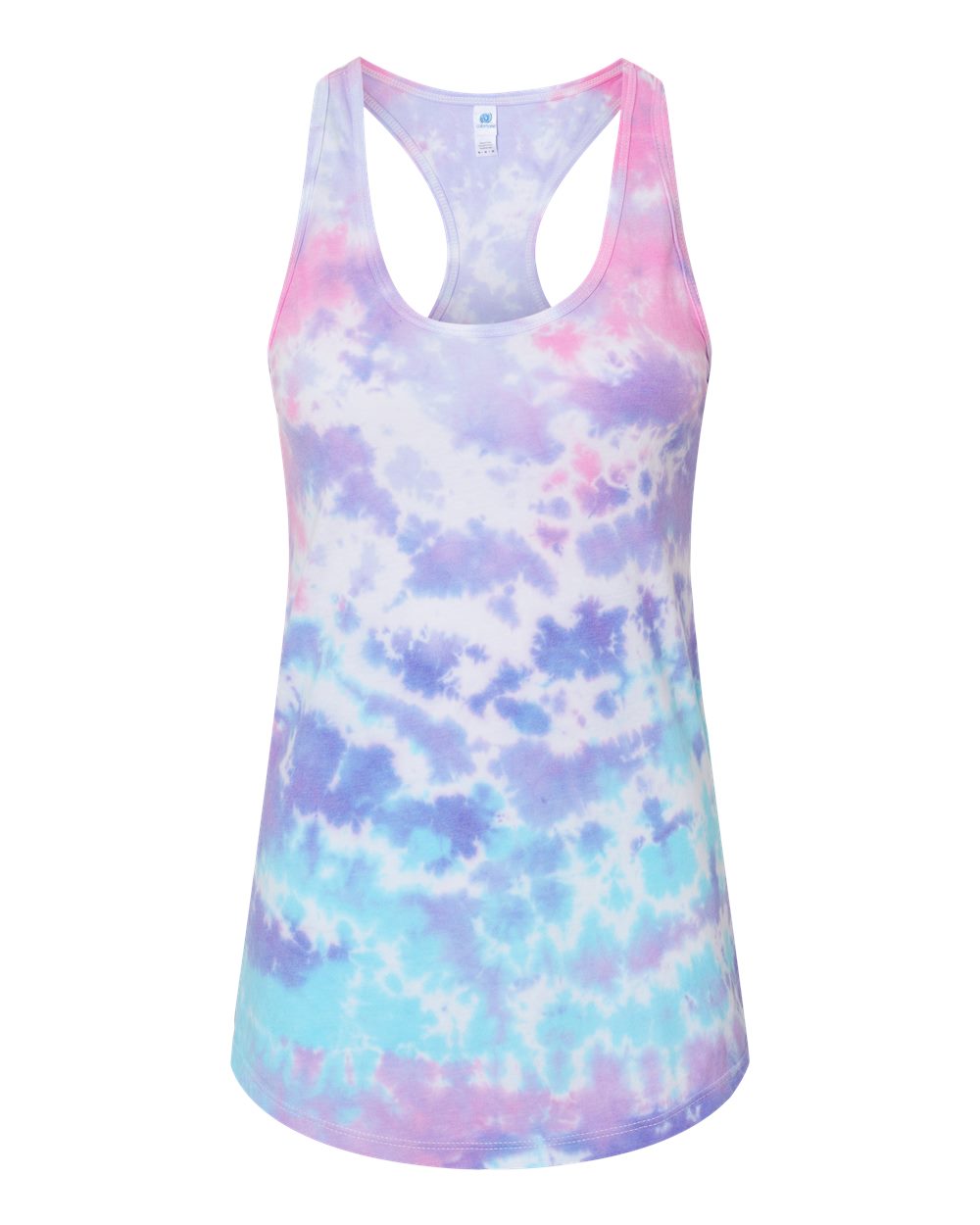 Front View of Cotton Candy Women's Tie-Dyed Racerback Tank Top - 3400