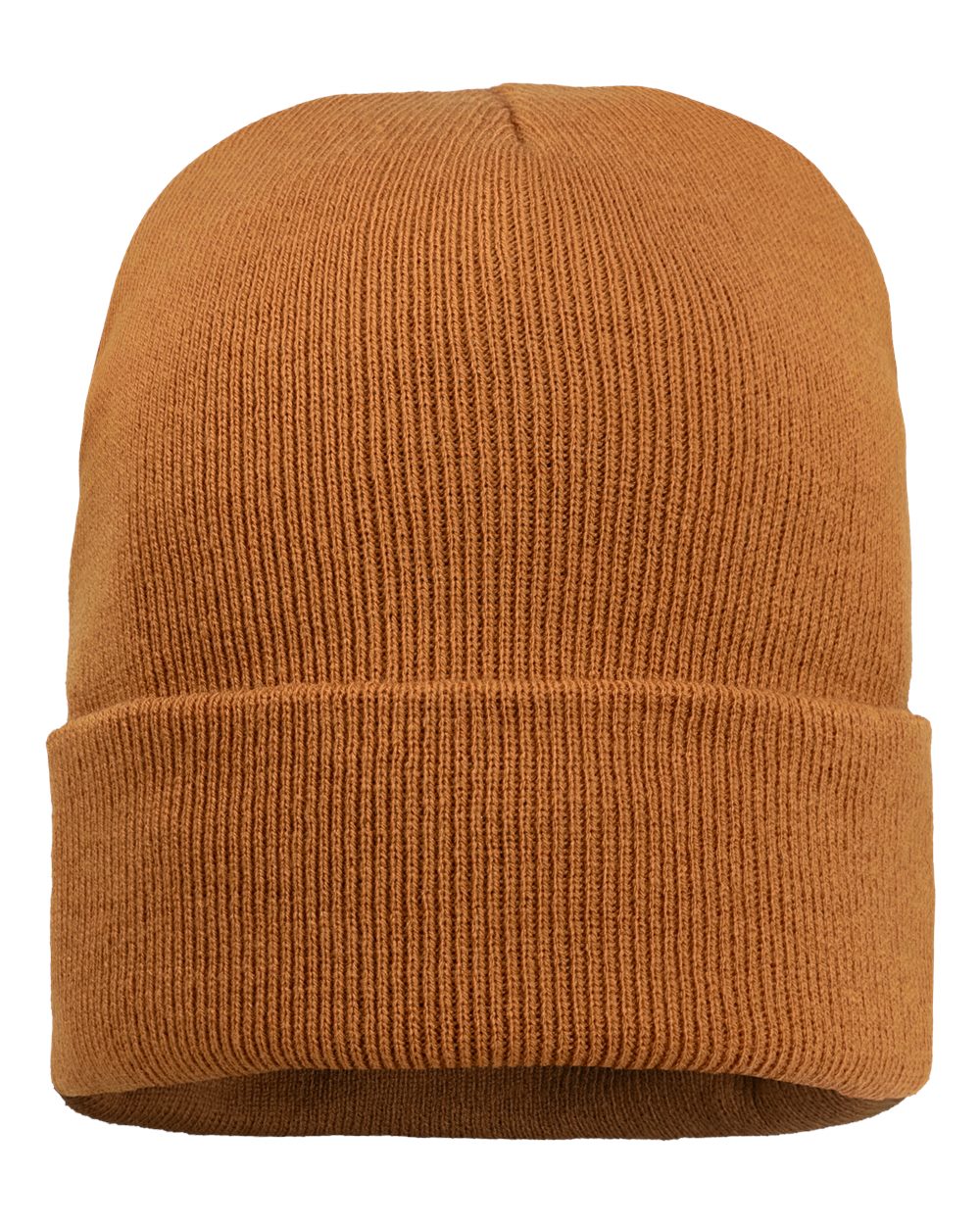 Front View of Coyote Brown 12" Sherpa Lined Cuffed Beanie - SP12SL