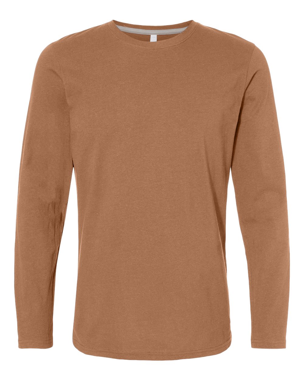Front View of Coyote Brown Fine Jersey Long Sleeve Tee - 6918