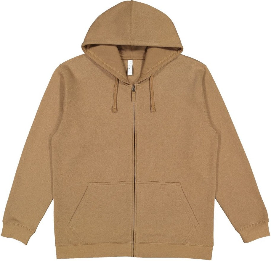 Front View of Coyote Brown Full-Zip Fleece Hoodie - 6927