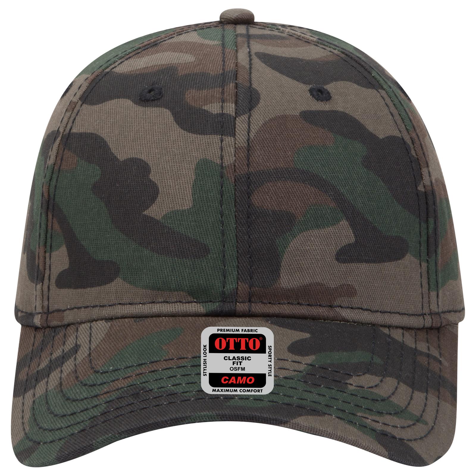 Front View of CP004 - Camo 004 OTTO CAP Camouflage 6 Panel Low Profile Baseball Cap