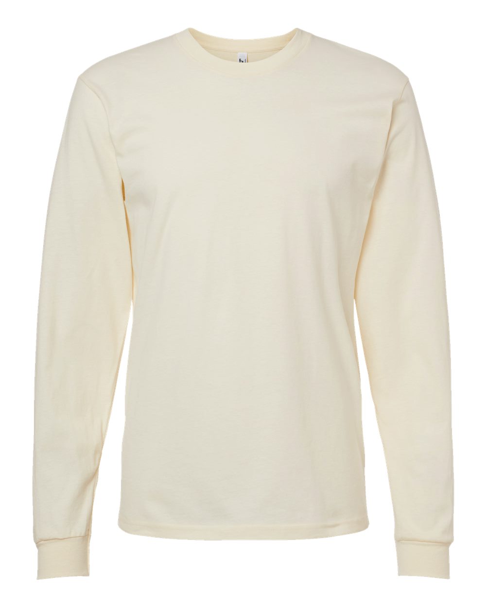 Front View of Cream Fine Jersey Long Sleeve Tee - 2007