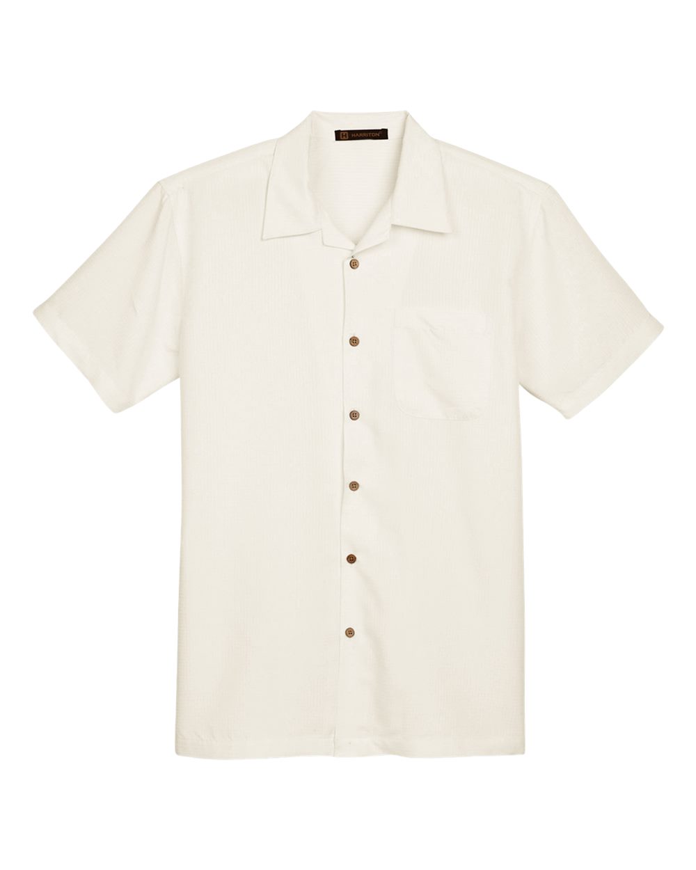 Front View of Cream Men's Barbados Textured Camp Shirt - M560