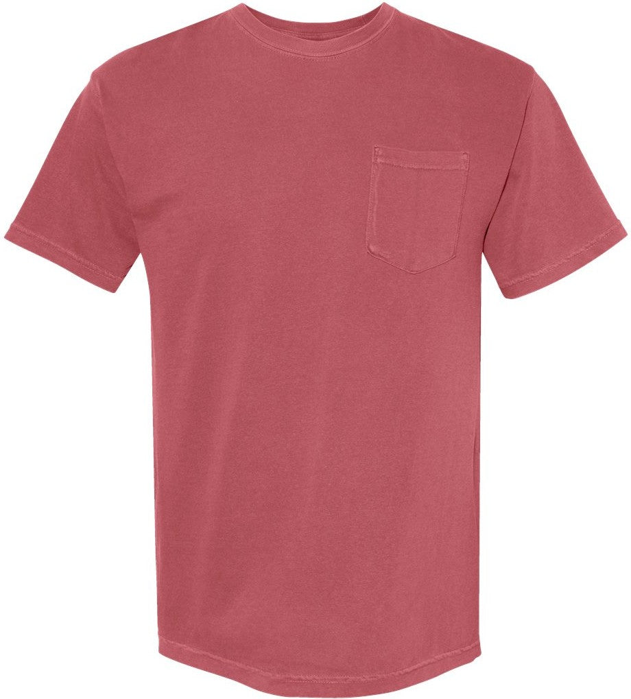 Front View of Crimson Garment-Dyed Heavyweight Pocket T-Shirt - 6030