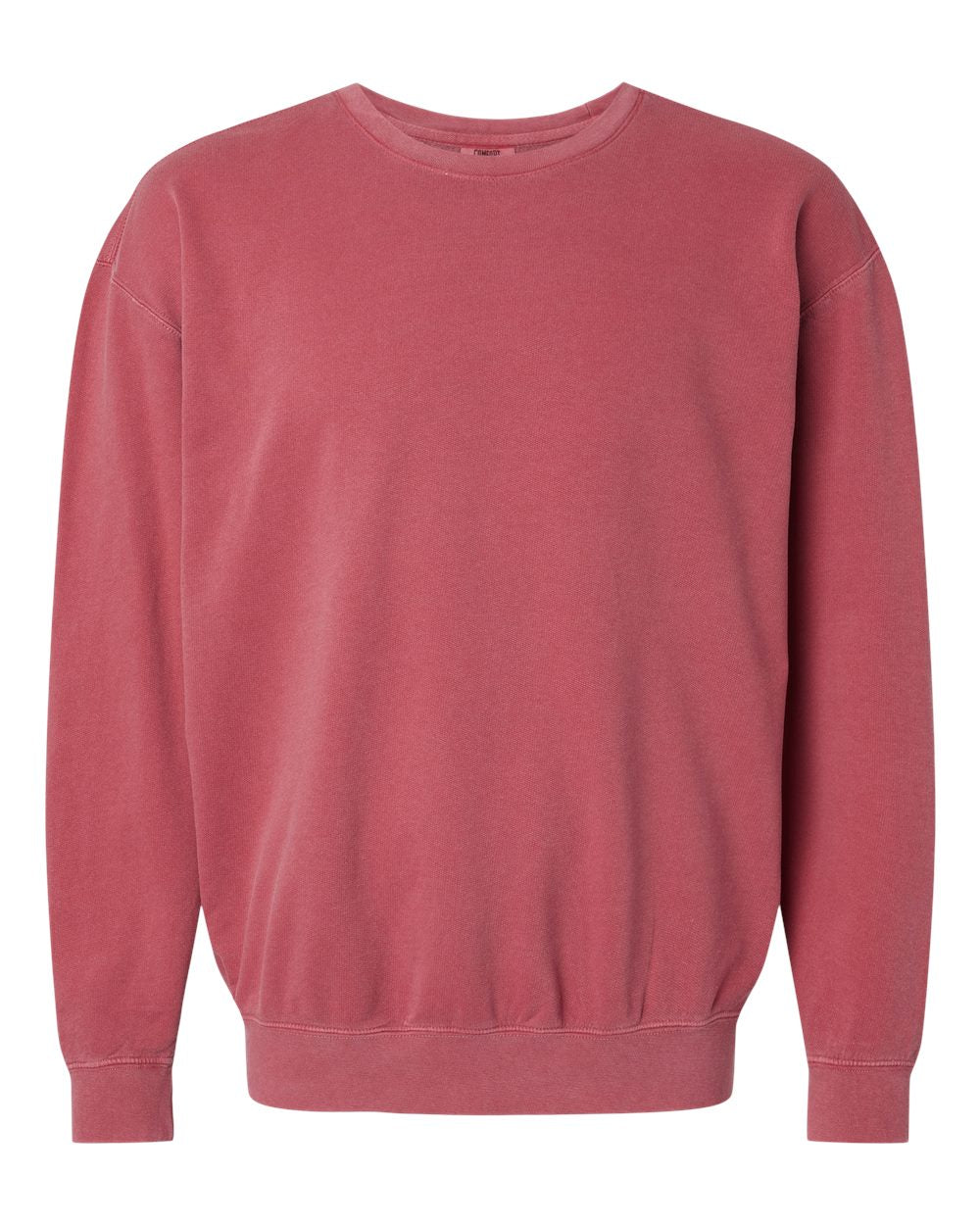 Front View of Crimson Garment-Dyed Lightweight Fleece Crewneck Sweatshirt - 1466