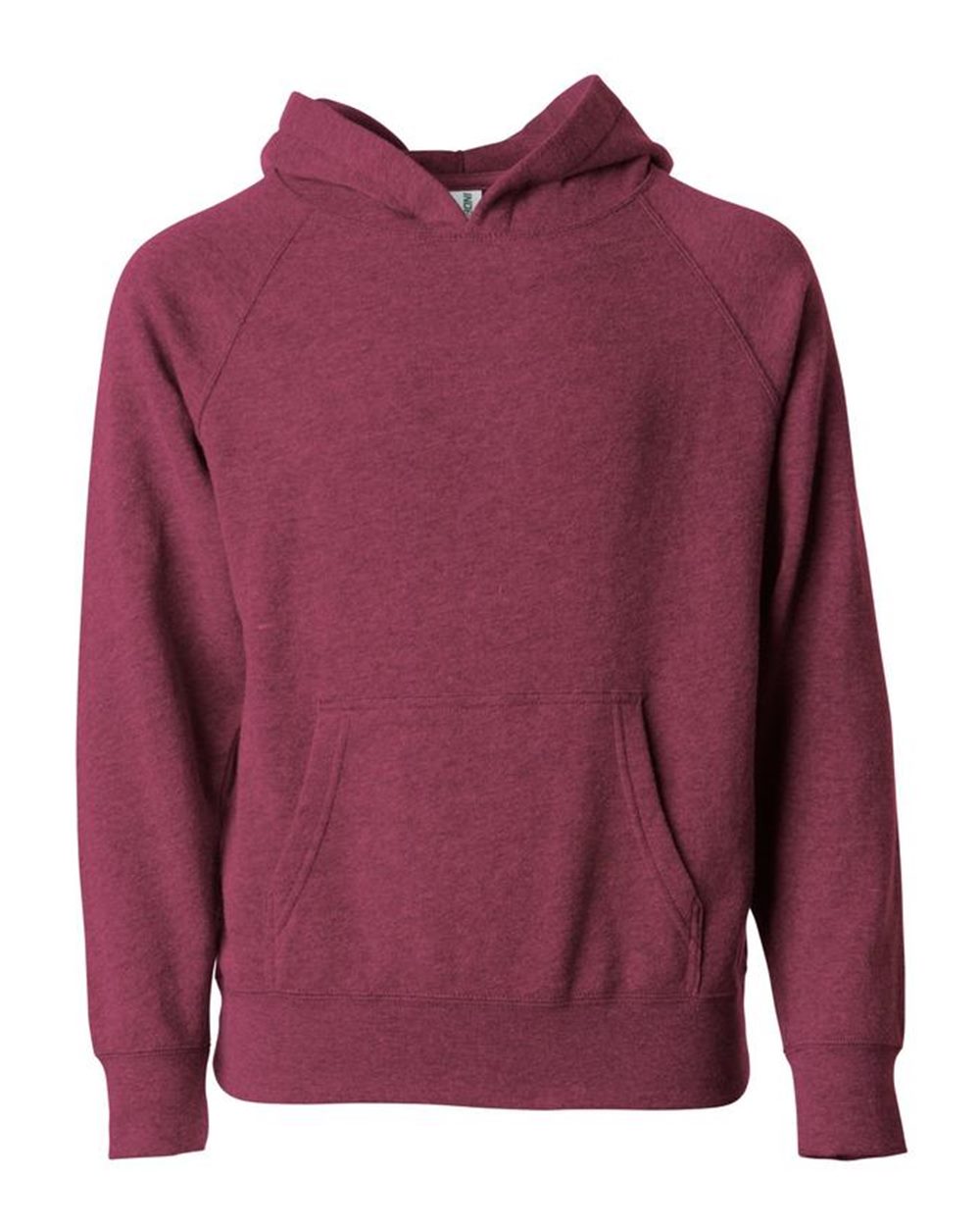 Front View of Crimson Youth Lightweight Special Blend Raglan Hooded Sweatshirt - PRM15YSB