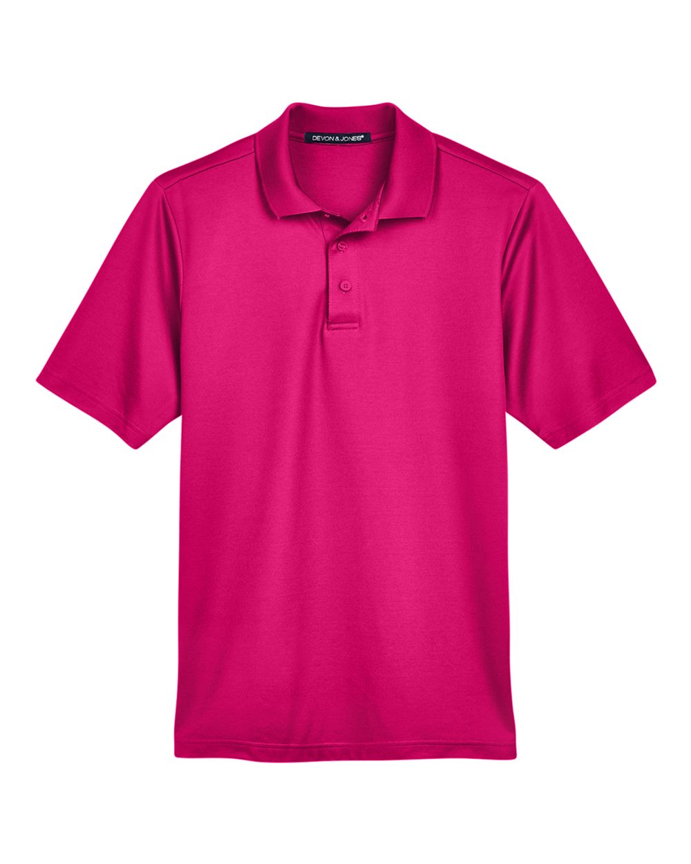 Front View of Crown Raspberry Men's CrownLux Performance® Plaited Polo - DG20