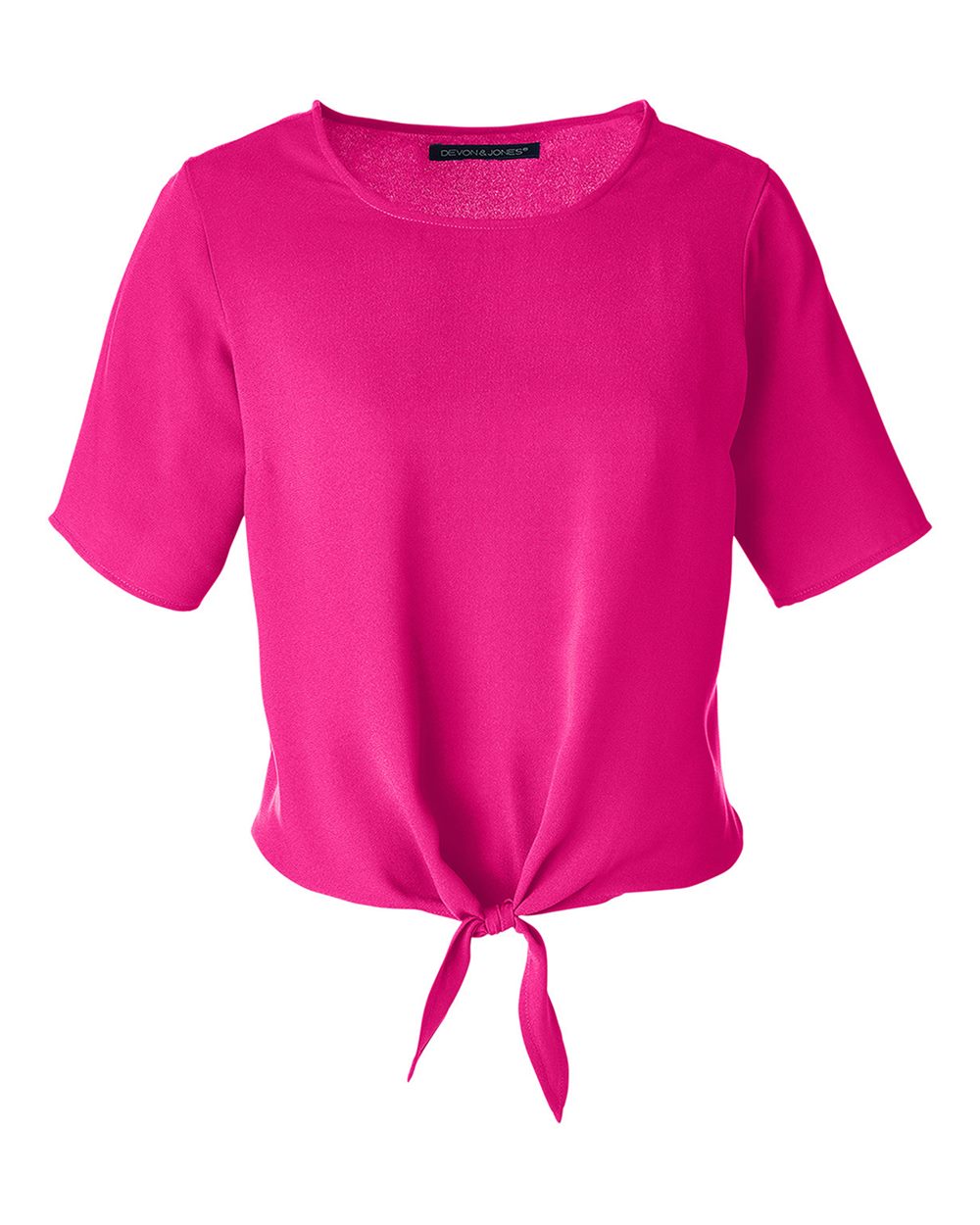 Front View of Crown Raspberry Women's Perfect Fit™ Tie Front Blouse - DP617W