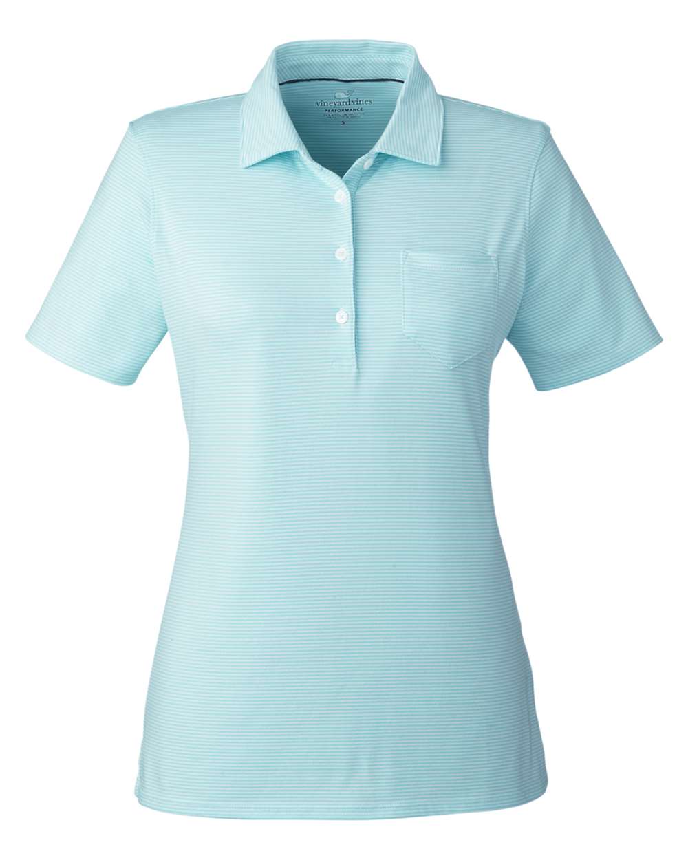 Front View of Crystal Blue Women's Fanshell Polo - G001320