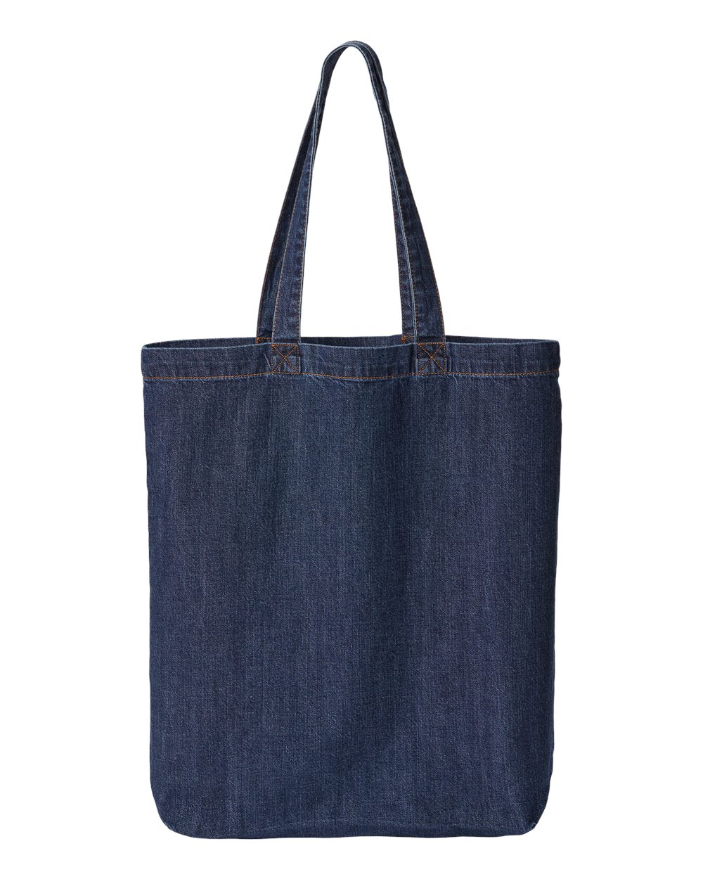 Front View of Dark Blue Denim Cotton Denim Gusseted Tote Bag - 7761A