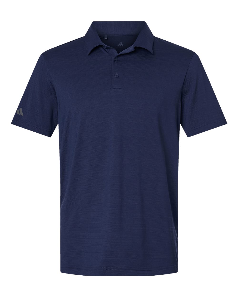 Front View of Dark Blue Textured Stripe Polo - A704