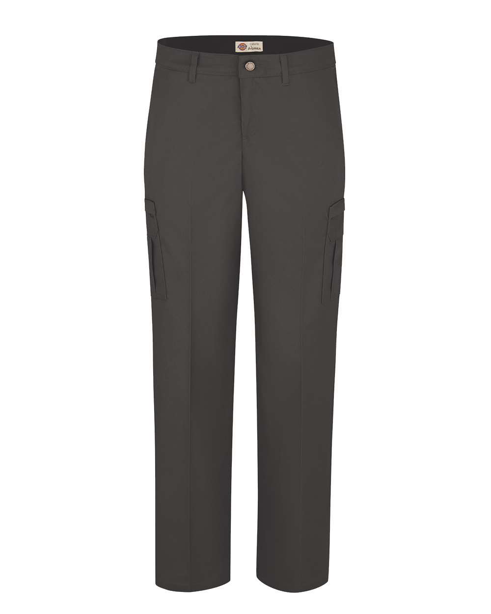 Front View of Dark Charcoal - 37 Unhemmed Women's Premium Cargo Pants - FP72