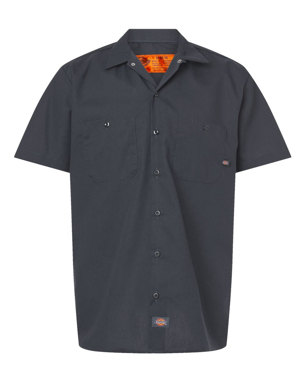 Front View of Dark Charcoal Industrial Short Sleeve Work Shirt - S535