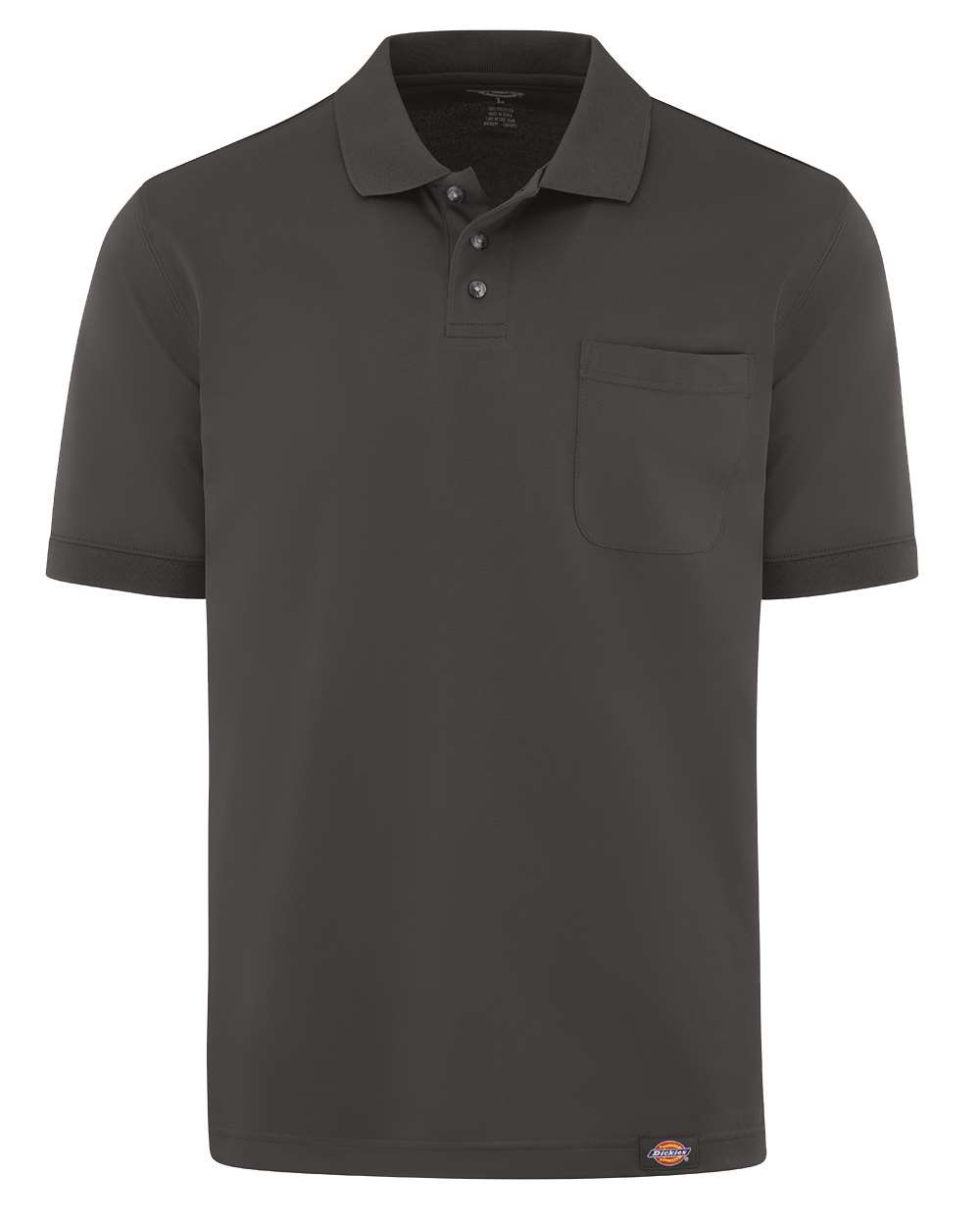 Front View of Dark Charcoal Performance Short Sleeve Work Shirt With Pocket - LS44