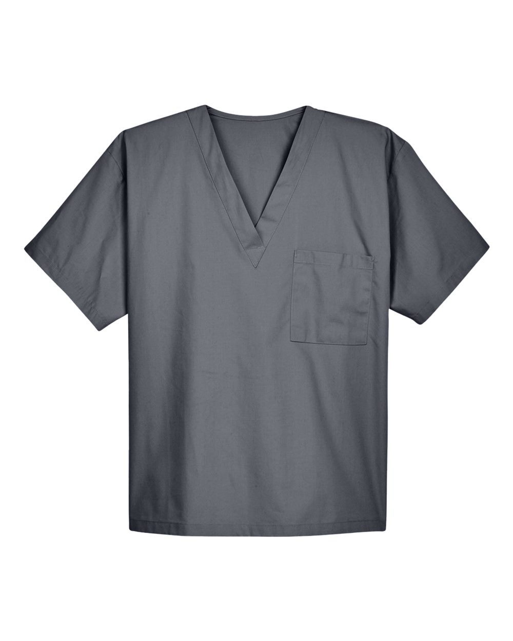 Front View of Dark Charcoal Unisex Restore Scrub Top - M897