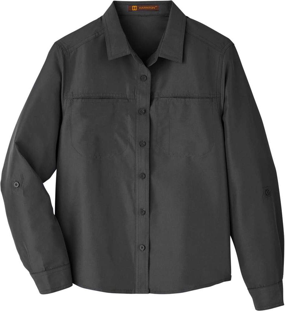 Front View of Dark Charcoal Women's Key West Long Sleeve Performance Staff Shirt - M580LW