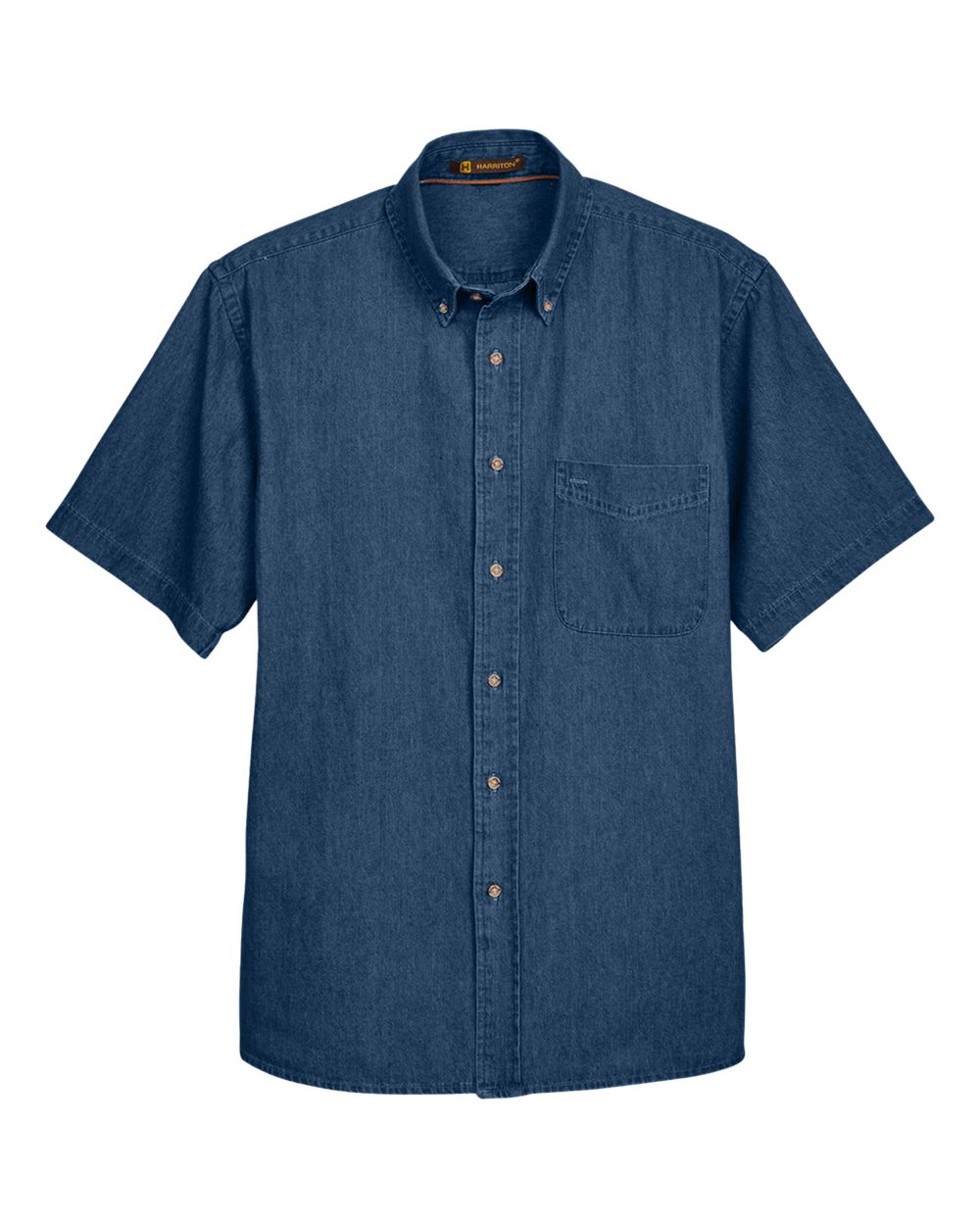Front View of Dark Denim Men's Denim Shirt - M550S