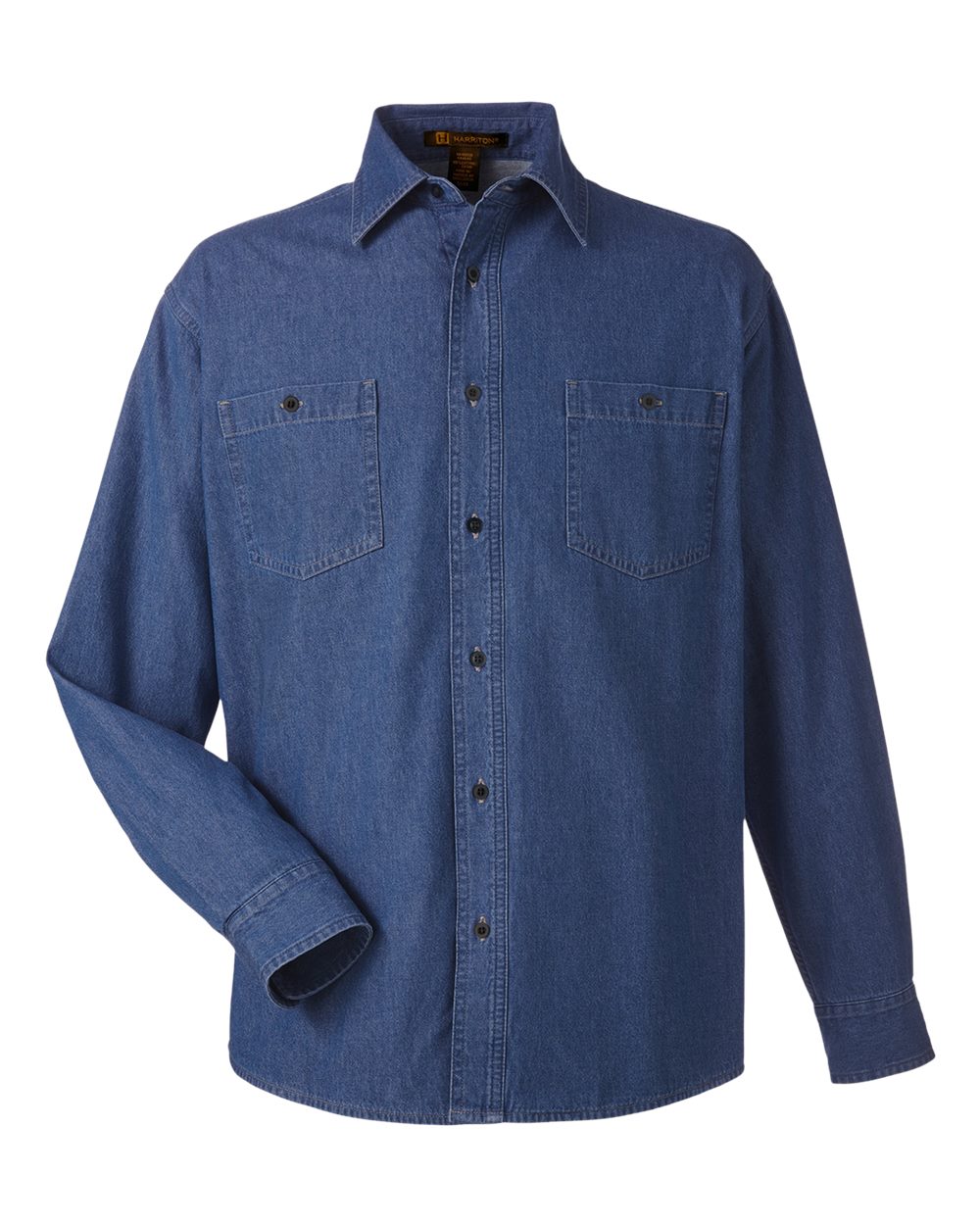 Front View of Dark Denim Unisex Denim Shirt Jacket - M540