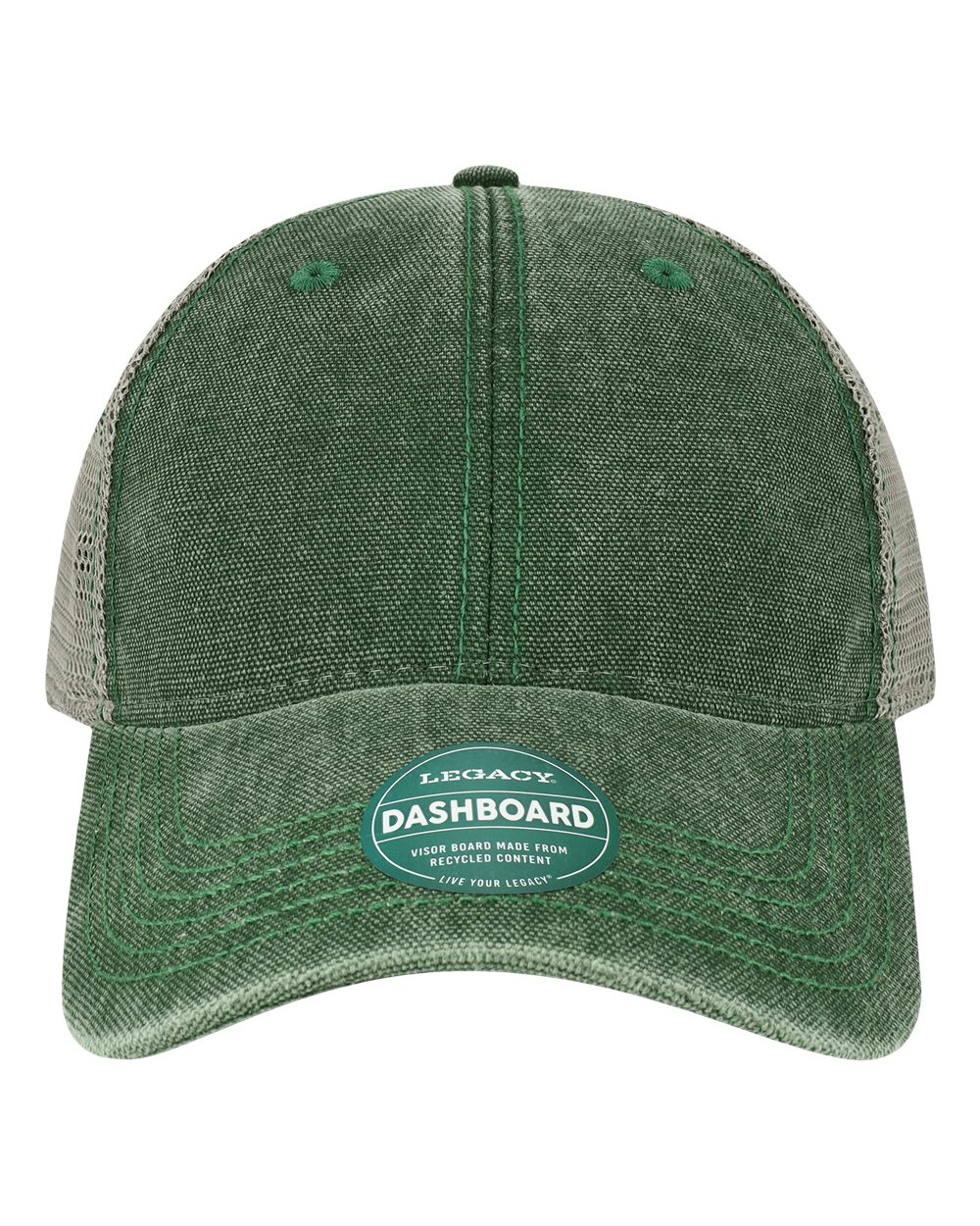 Front View of Dark Green/ Grey Dashboard Trucker Cap - DTA