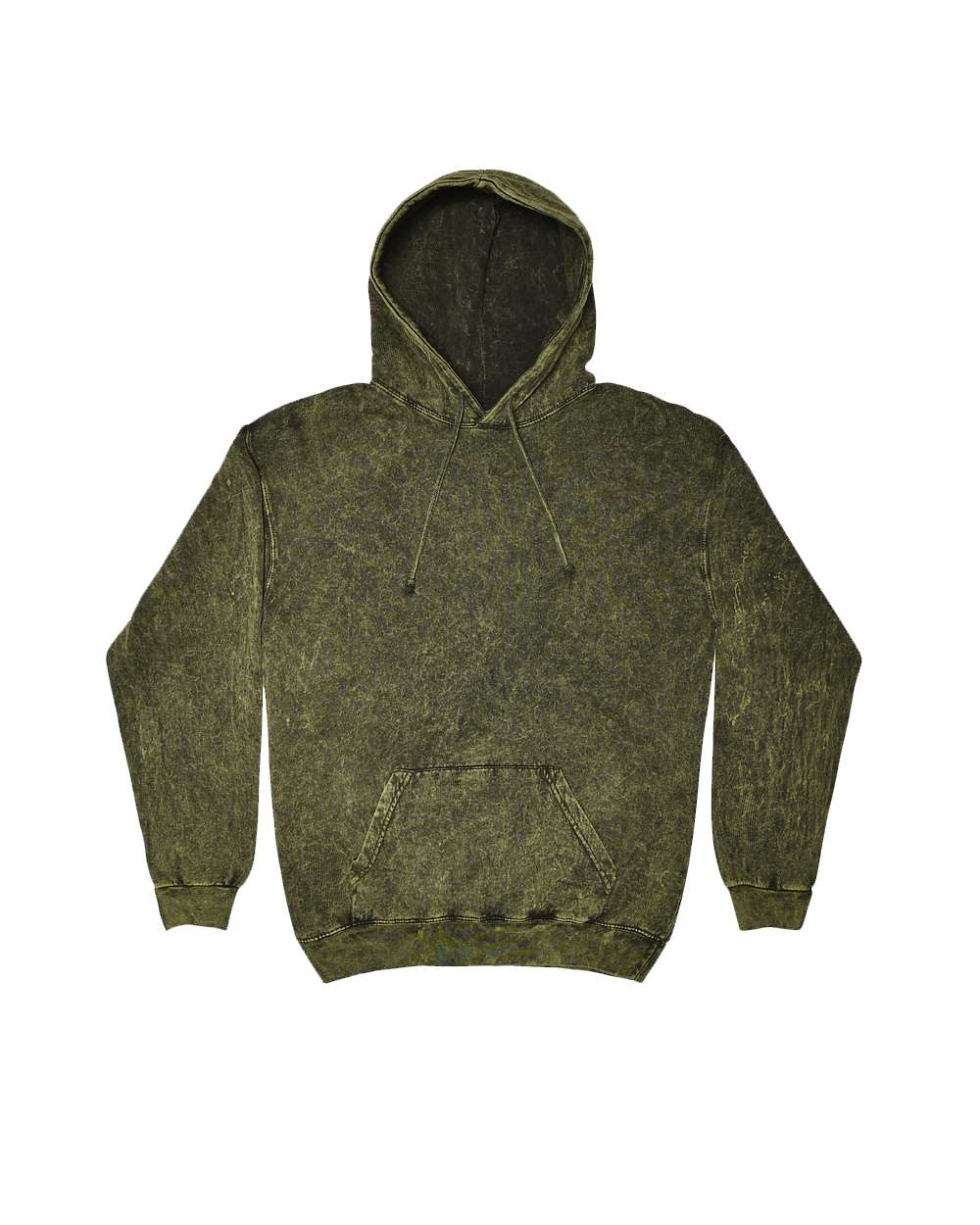 Front View of Dark Green Mineral Wash Hooded Sweatshirt - 8300
