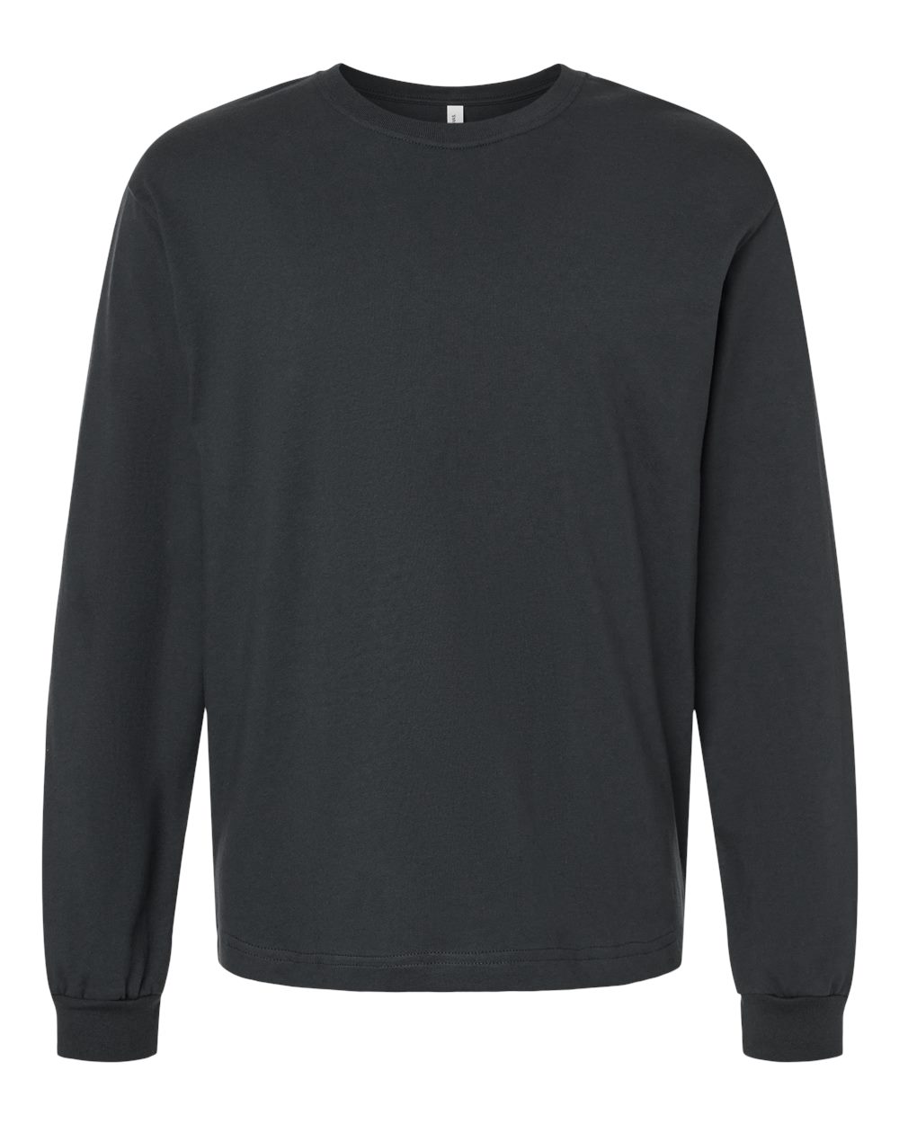 Front View of Dark Grey 6 oz. Heavyweight Long Sleeve Tee - 3511