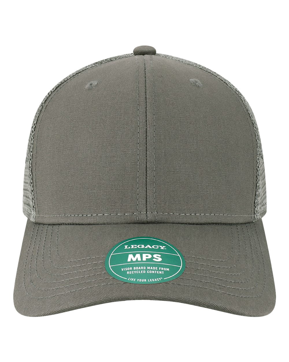 Front View of Dark Grey/ Dark Grey Mid-Pro Snapback Trucker Cap - MPS