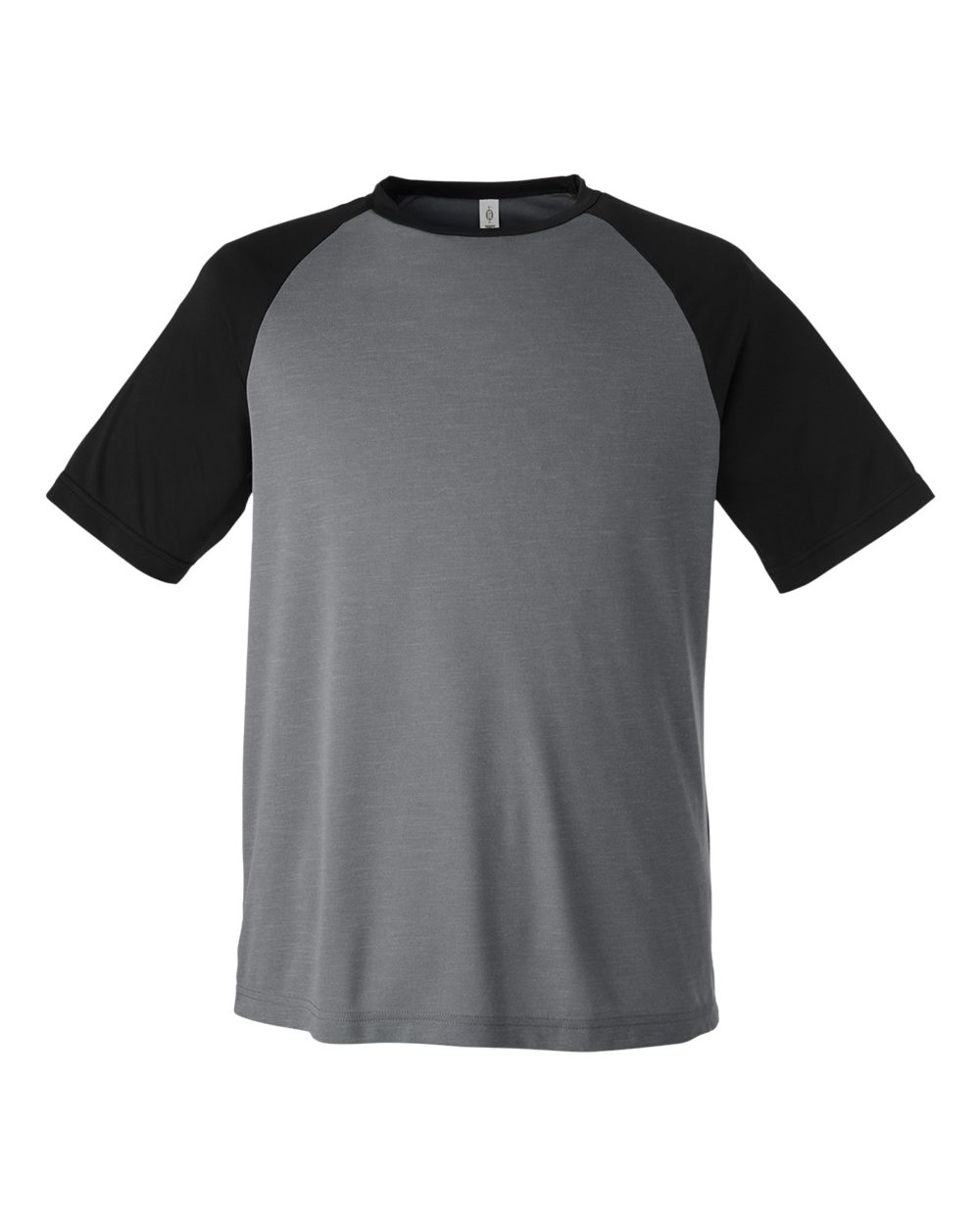 Front View of Dark Grey Heather/ Black Unisex Zone Colorblock Raglan T-Shirt - TT62