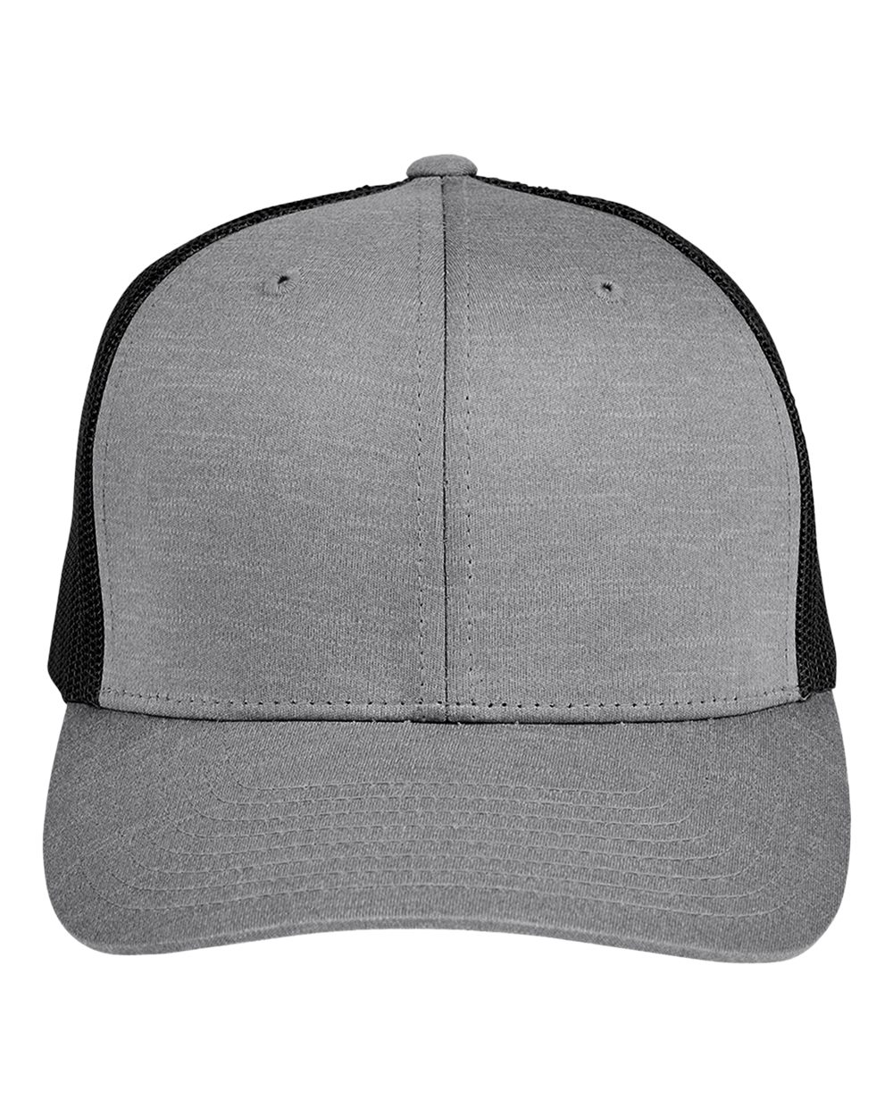Front View of Dark Grey Heather/ Black Zone Sonic Heather Trucker Cap - TT802