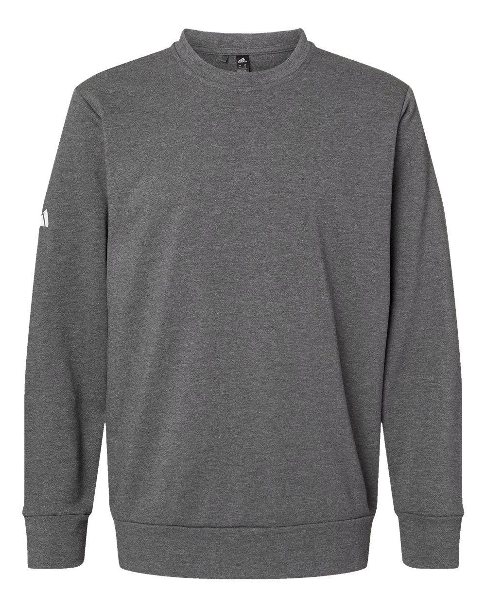 Front View of Dark Grey Heather Fleece Crewneck Sweatshirt - A434