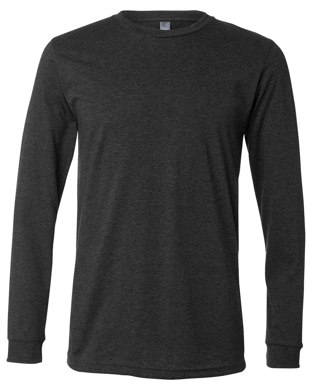 Front View of Dark Grey Heather Heather CVC Long Sleeve Tee - 3501CVC