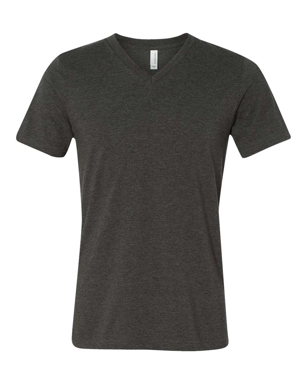 Front View of Dark Grey Heather Heather CVC V-Neck Tee - 3005CVC