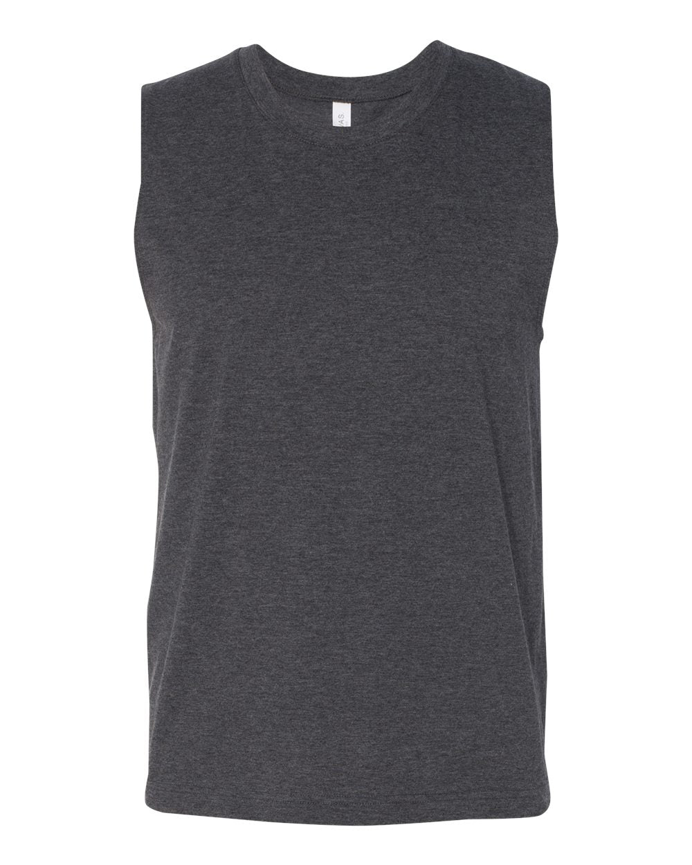 Front View of Dark Grey Heather Jersey Muscle Tank - 3483