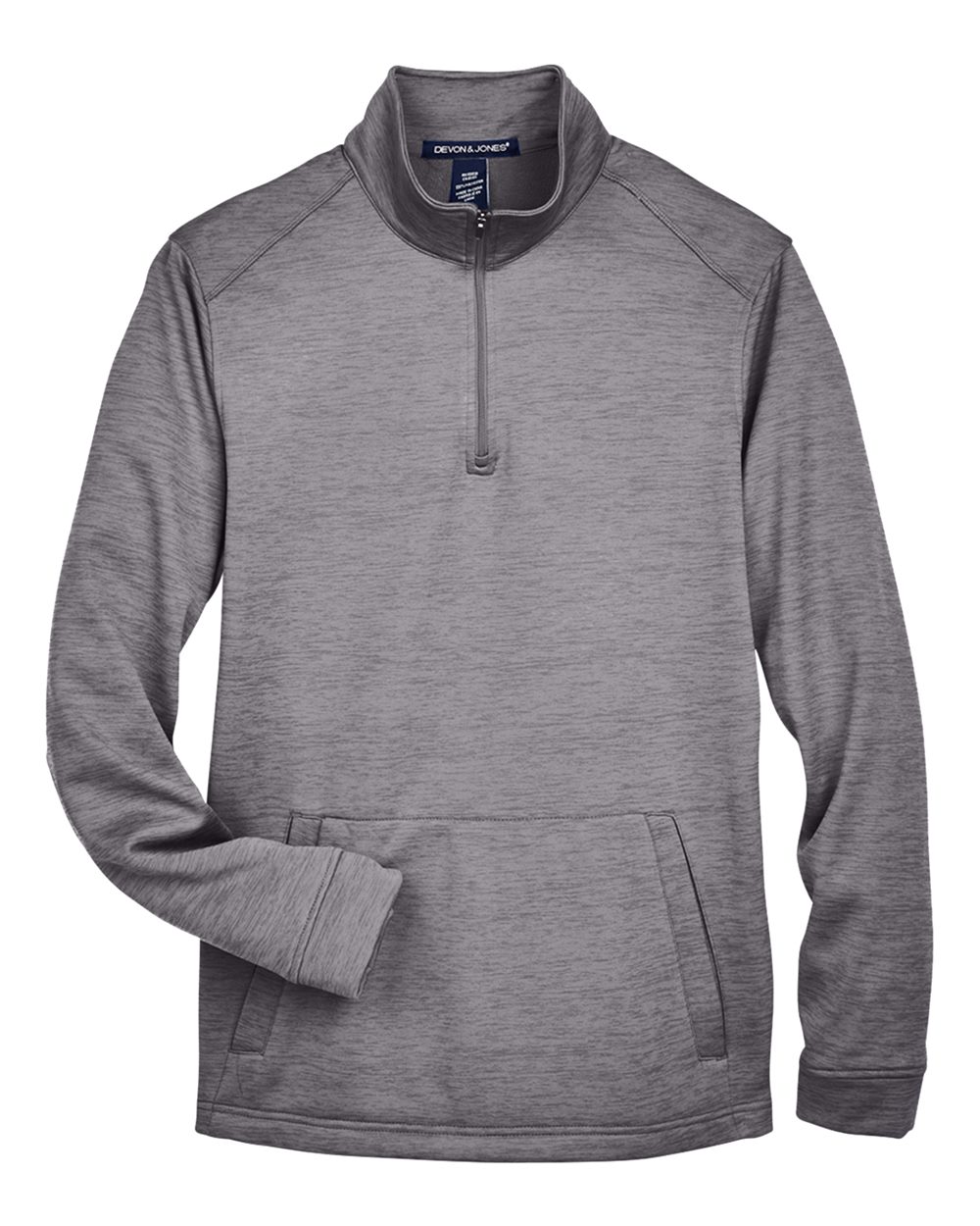 Front View of Dark Grey Heather Men's Newbury Mélange Fleece Quarter-Zip Pullover - DG798